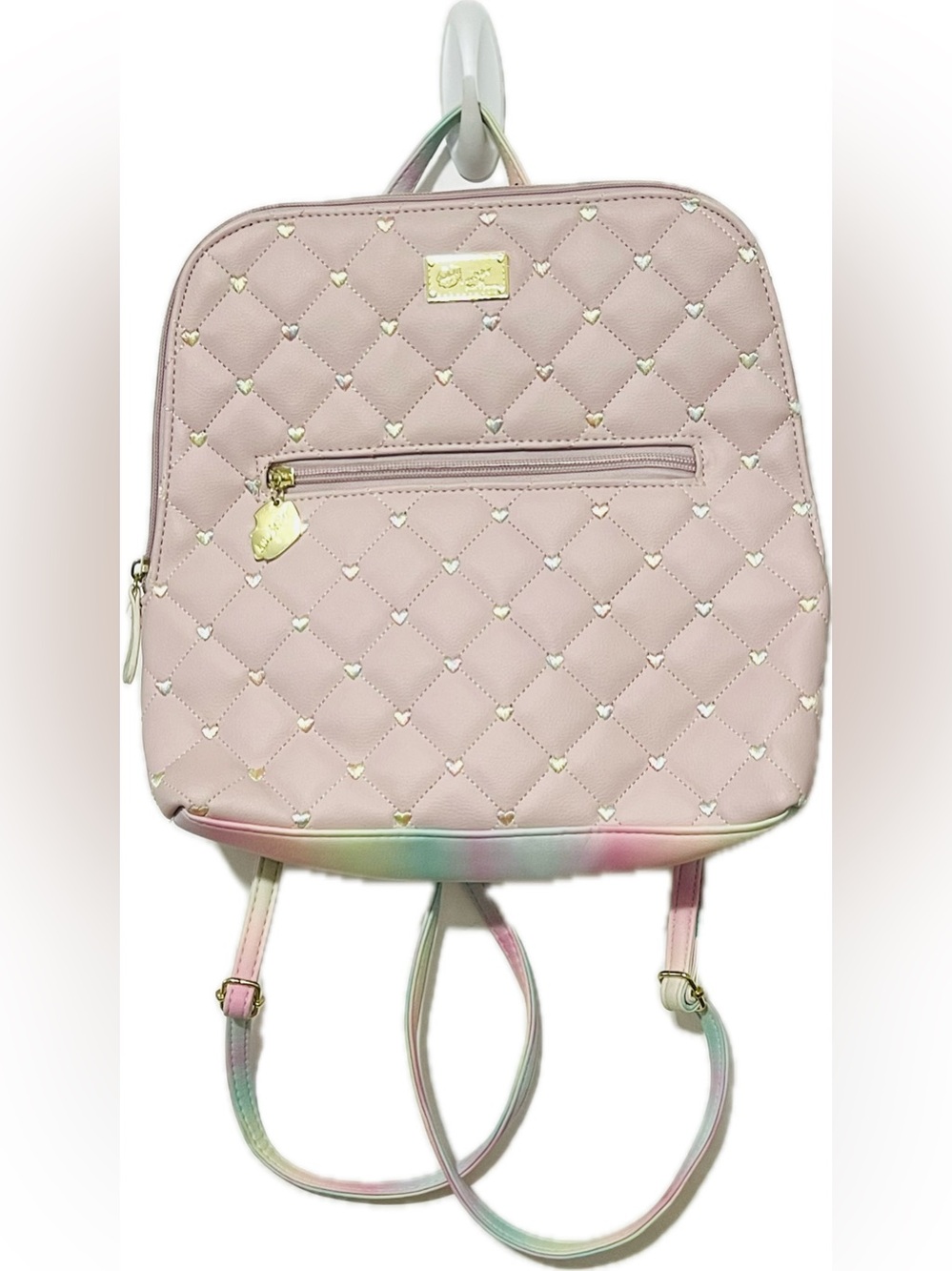 Betsey Johnson Quilted Pink Backpack Like New